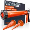 Presch Pistola Silicone 600ml con 2 ugelli - Rapporto 24:1 & 12:1 per sigillanti e adesivi (acrilico) - Pistola per sacchetti girevole 360° con impugnatura antiscivolo