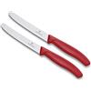 Victorinox Set di 2 coltelli da cucina (11 cm, seghettati extra affilati, coltello da tavola, manico ergonomico, lavabili in lavastoviglie) (set di 2 rossi)