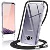 Coiwxmoi Cover per Samsung Galaxy S8 con Cordino 5,8,Trasparente Custodia con Laccio Tracolla Corda Catena Cinghia,Ultra Morbido Silicone TPU Antiurto Case per Samsung S8, Nero