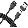 Amzpas USB C Caricatore per Garmin Forerunner 55 45s 45 245 745 935 945 con Adattatore USB, Cavo di Ricarica per Garmin Forerunner 255 265 955 965 (100cm)