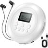 Gueray Lettore CD Portatile Lettores CD Personale con Cuffie Display LCD Anti-Skip Protezione HiFi Classico CDs Lettori di Musica Memoria per Auto Casa (Bianco)