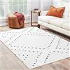 HAOCOO Tappeto da soggiorno 1,5 x 1,8 m, tappeto geometrico bohémien, stile marocchino, lavabile in lavatrice, tappeto bianco e nero, stile tribale, vintage, per interni ed esterni, per camera da