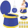 Turiueba WC Portatile Bambini Vasino da Viaggio Water Gabinetto Vasetto Pieghevole Bagno Bimbo Bambino Sedile Neonati Potty Training Allenamento con 60 Borse Usa e Getta Per Campeggio Interni ed Esterni(Blu)