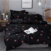 Loussiesd Set di biancheria da letto per bambini con copripiumino per letto matrimoniale, motivo fungo, con 2 federe, decorativo, in microfibra, 3 pezzi, nero e rosso