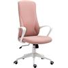 Vinsetto Sedia da Ufficio, Sedia da Scrivania Ergonomica con Supporto Lombare, Schienale Alto e Braccioli, Poltrona Studio Girevole in Tessuto con Funzione Dondolo e Altezza Regolabile, Rosa