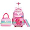 HTgroce Pop it Unicorno Zaino Scuola Trolley da Viaggio Trolley per Zaino Scuola Elementare Relief Pressure Toy Borsa Strumento Pop Scuola Bambina Zaino con Ruote., 1 - rosa