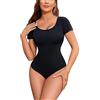Gotoly Donna Shapewear Body Contenitivo Maniche Corte Bodysuit Shapewear Con Collo Rotondo Modellante Intimo Snellente Shaper (Bianco, S)