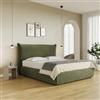 DEGHI Letto matrimoniale contenitore 160x190 cm in tessuto effetto maglia verde - Salen