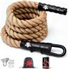 TORO GEAR-Corda per arrampicata in juta 38 millimetri,3-6 metri-con moschettone e gancio per Crossfit,palestre e addestramento per i vigili del fuoco-all'aperto,allenamento fitness e forza (38mmX5,5m)