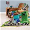 Familando Coperta grande Minecraft 160 x 200 cm · Coperta in pile con Alex Steve e Creep · Coperta morbida per bambini in 100% poliestere