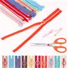 Swpeet 12P 15 cm resina cerniera anello in metallo estrattore colorato borsa da cucire fai da te artigianato colore casuale (35 cm), forbici, set di misure a fascia morbida, cerniera in plastica per
