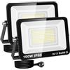 RIGIDON Faretto LED da Esterno con Spina, 2x 100W 10000LM Fari di Sicurezza, Proiettore Led, Faretti lampada Per Giardino Cortile Garage Parete Officina Patio, IP66 Impermeabile 6000K Bianco Freddo