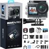 AKASO Brave 4 Pro Action Cam 4K 40M con Scheda di Memoria U3 da 256GB, Videocamera 20MP WiFi 170° Grandangolare Doppio Schermo EIS Stabilizzazione, Touch Screen, 5x Zoom
