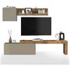 WHOUS Parete Attrezzata CHRONOS per Soggiorno, Mobile Tv Regolabile, Cubo con 1 Anta e Mensola per Salotto in Legno, 180/290x40 cm, Tortora Opaco e Rovere