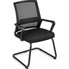 GIANTEX Sedia Ufficio Ergonomica con Supporto Lombare,Schienale Rete Mesh Traspirante + Braccioli Regolabili,Struttura a Slitta, Per Sale Riunioni, Reception e Attesa, Design Moderno in Nero