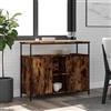 Gecheer Credenza Rovere Fumo 100x35x80 cm in Legno Multistrato,Credenza Bassa,Credenza Soggiorno Cucina,Credenze e Buffet,Mobiletto Multiuso,Mobile da Cucina,Mobile Contenitore,#007