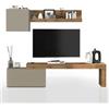 WHOUS Parete Attrezzata CHRONOS per Soggiorno, Mobile Tv Regolabile, Cubo con 1 Anta e Mensola per Salotto in Legno, 180/260x40 cm, Tortora Opaco e Rovere