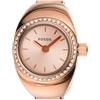 FOSSIL Orologio Ring da donna, movimento al quarzo a due lancette con cinturino in acciaio inossidabile, Tonalità oro rosa e glitter, 15 mm