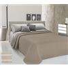 HomeLife Copriletto Matrimoniale Estivo Cotone Tinto in Filo [250x290] Made In Italy | Coperta Letto Matrimoniale a Righe 100% Cotone | Lenzuolo Copriletto Matrimoniale Leggero | 2P Beige