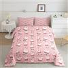 Loussiesd Set di biancheria da letto a tema natalizio per bambini, ragazzi e ragazze, con simpatico Babbo Natale, decorazione per camera da letto, con cuore rosa sognante, piumino king size