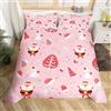 Loussiesd Set di biancheria da letto con Babbo Natale carino coniglio kawaii rosa piumino per bambini ragazzi ragazze Decor Merry Christmas Comforter Set Girly Pink Quilt Set da camera da letto