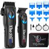 SUPRENT Tagliacapelli Elettrico Professionale, Taglio Capelli Uomo Senza Fili con Lame in Titanio e 5 Lunghezze Regolabili, Kit Completo con Pettini Guida in Acciaio Inox e Ricarica Tipo-C (Nero)
