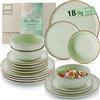SÄNGER Rio Menta | Servizio da tavola 18 pezzi, stoviglie in gres porcellanato, 6 piatti piani, 6 piatti da dessert, 6 ciotole e ciotole verde menta | Value Collection