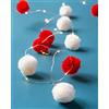 Talking Tables Luci a pompon, colore: rosso e bianco, 2 m, alimentate a batteria, decorazioni colorate per la camera dei bambini, decorazione per la casa o Natale