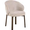 AC Design Furniture Signe - Sedia da pranzo con bracciolo, in tessuto di iuta beige, struttura in rovere laccato NC con 3 scomparti cuciture e molle insacchettate, 2 pezzi