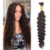 Unipearl Deep Curly Bulk Human Braiding Hair for Boho Braids 1 mazzo 40 cm 16 pollici 50 g, #4 Cioccolato Water Wave Extension per capelli da donna