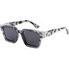 OuShiun Occhiali da sole da uomo, protezione UV400, antiriflesso, unisex, classici, con montatura rettangolare, per viaggi, guida, pesca (nero e bianco tartaruga)