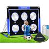 EXTFANS Porta da calcio 2 in 1 con parete con bersagli: porte da calcio pop-up per giardino, bambini e spazi aperti - Porta singola pieghevole con 6 bersagli, borsa per il trasporto per parco, spiaggia