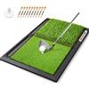SAPLIZE Tapis de golf 65 x 43cm avec plateau à balles, base en caoutchouc lourd, fairway et gazon rugueux, tapis d'entraînement de golf portable