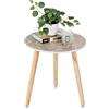 Hanobe Piccolo tavolino rotondo: tavolini floreali bohémien per soggiorno, comodino con accento bohémien, per camera da letto, comodino, casa colonica, decorativo, con 3 gambe in legno, facile da