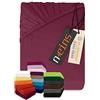 npluseins Lenzuolo con angoli classico in jersey - tanti colori e misure - 100% cotone 159.192, 70 x 140 cm, prugna