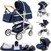 YAZOCO Passeggino Trio,Trio Passeggino Neonati 0-36kg Pieghevole Portatile 3 in 1Neonato Passeggino Leggero