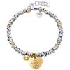 Dada Gioielli- Bracciale Donna Campanella e Cuore Frase Amore Zia Bi-Lingua 17+3 cm (Gold + Gold)