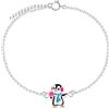 LOVE YOUR CITY Bracciale per bambini piccolo pinguino danzante colorato. Gioielli regalo per ragazze e bambini. Gioielli per bambini in argento sterling 925 con smalto. Regolabile da 14 a 17 cm, 17