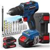 VIWKO Trapano Avvitatore a Batteria 20V, 2 Batterie 2.0Ah, Brushless Trapano a Batteria Max 60Nm, 25+1 Impostazione Coppia, LED Luce, 2 Velocità, 25 Accessori, 10mm Mandrino, per Riparazione, Fai da te
