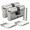 Bwintech 2 pezzo cilindro in ottone Euro 40/50 mm, chiave da 90 mm/chiave a cilindro con 5 chiavi standard in ottone, antiscasso, antitaladro, antistrappo, finitura nichel satinato