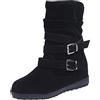 FGUUTYM Stivaletti da donna per l'autunno, eleganti stivali da donna in pelle scamosciata, con fibbie, stivali piatti, stivali bassi, stile vintage, da equitazione, invernali, taglie 35-42, Nero , 42