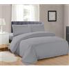 Sonia Linens Home Basic Set copripiumino super morbido in microfibra spazzolata, non si stira, traspirante, ipoallergenico, con cerniera, set copripiumino e federa (matrimoniale grigio)