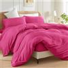 SSW HOMES Set copripiumino super king size (rosa) - 3 pezzi in microfibra spazzolata tinta unita - Set di biancheria da letto con chiusura a bottone, include 1 copripiumino e 2 federe