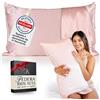 GN Glowy Nights Federa Seta Cuscino 50x80 Certificata da Dermatologi per Pelle e Capelli | Federa in seta per capelli | Massima qualitá 6A, 22 momme | Silk pillowcase (Rosa chiaro - bordino Beige)