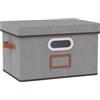 OUTBROS Scatole Portaoggetti con Coperchio, 33 x 23 x 20 cm Contenitori Pieghevoli con Maniglie, Organizzatori per Vestiti salvaspazio (1 Pezzi, Grigio)