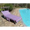 Vico Casa® Telo Mare Lettino VERSILIA 75x195cm in cotone, disegno righe/Telo lettino con cuscino, tasche e sacca portatelo/Blu e Ross