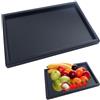 BMZXCH Grande Vassoio Legno Nero Rettangolare in Legno Vassoio da Tè Utensili per Tè, Caffè, Snack, Casa, Cucina, Bagno, Ristorante e Bar, Esterni (Nero, 32 X 20 X 2 cm)