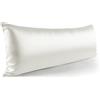 Zenssia Federa per cuscino per lato 40x145 1 pezzo - Federa in raso per cuscino morbida come una federa in seta 40x145 per la cura dei capelli e della pelle con cerniera, bianco
