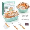 PITCH + PULSE Cestino da Lievitazione per Pane in Silicone, PITCH PULSE Cesto Lievitazione Pan in Rattan Naturale, Banneton per pane, Ciotola lievitazione con Tela di Lino, Raschietto Pasta e Lame Taglierina Pane