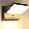 ledmo 60w Applique da Esterno/interno Faretto LED con sensore crepuscolare/di movimento, lampada da esterno con pannello LED ruotabile a 360°,Nero 5000 LM, Bianco Caldo 3000K, IP65